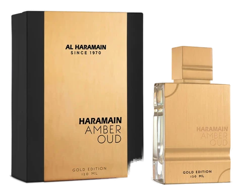 Frasco y caja de Amber Oud Gold Edition