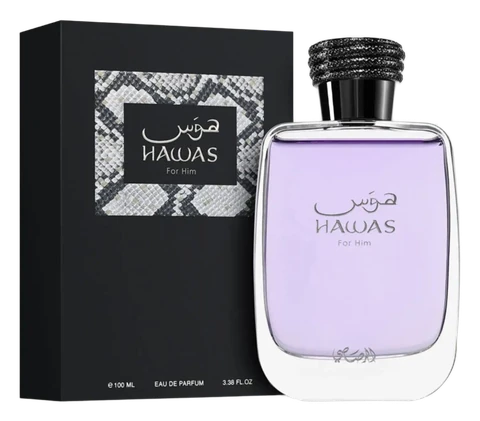 Frasco y caja de Hawas for Him